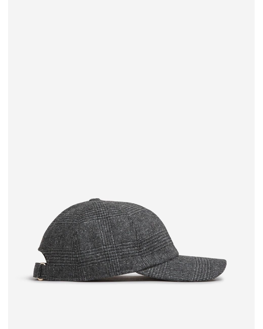 Borsalino Gray Woolen Checkered Cap for men