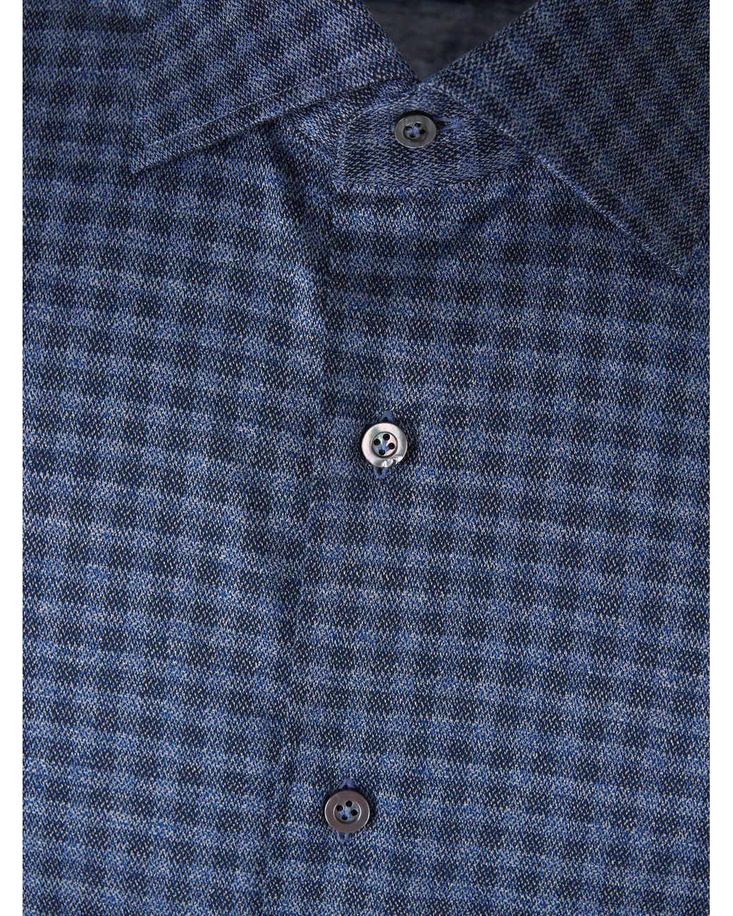 Fray Blue Cotton Plaid Shirt for men