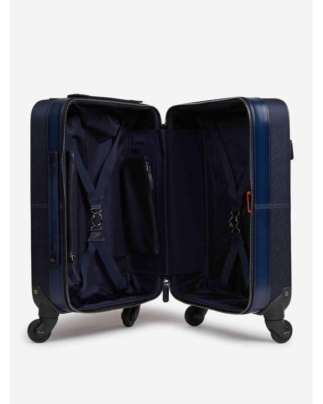 Santoni Blue Leather Suitcase for men