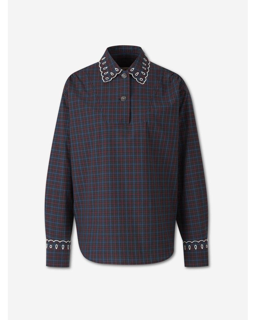 Marni Blue Openwork Plaid Shirt