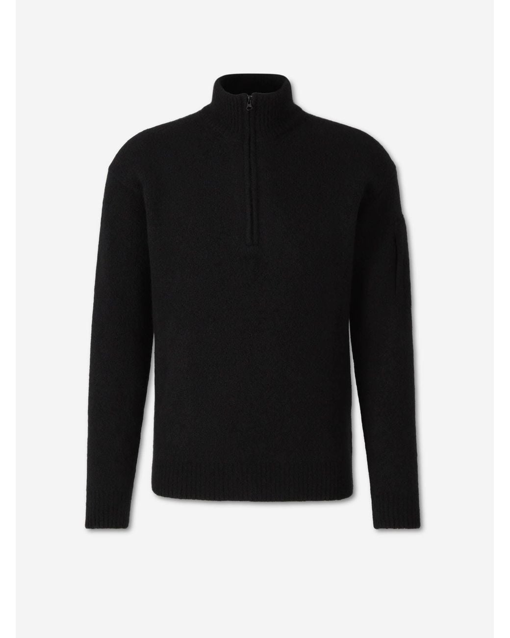 C P Company Black High Neck Zip-Up Sweater for men