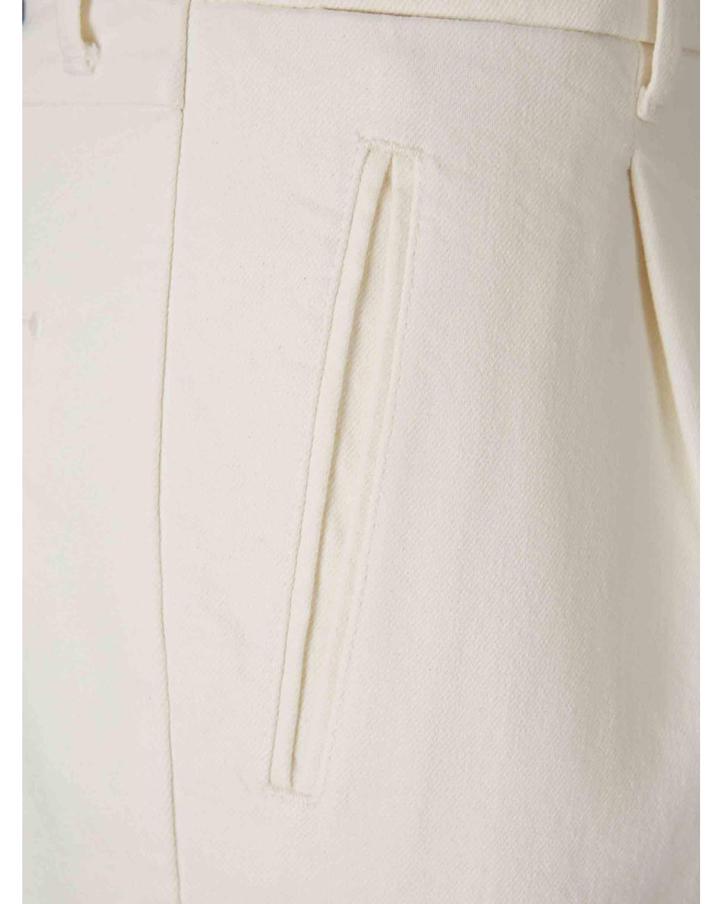 Incotex White Straight Twill Trousers for men