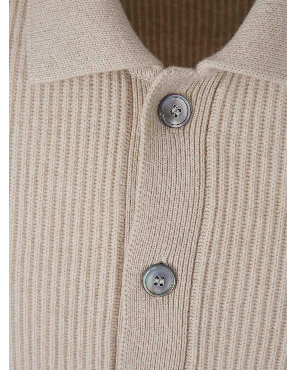 Gran Sasso Natural Cashmere Ribbed Cardigan for men
