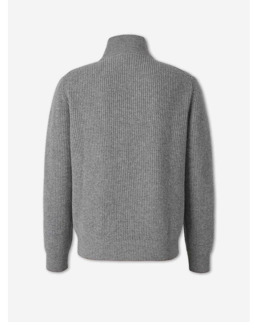 Canali Gray Cashmere Wool Cardigan for men