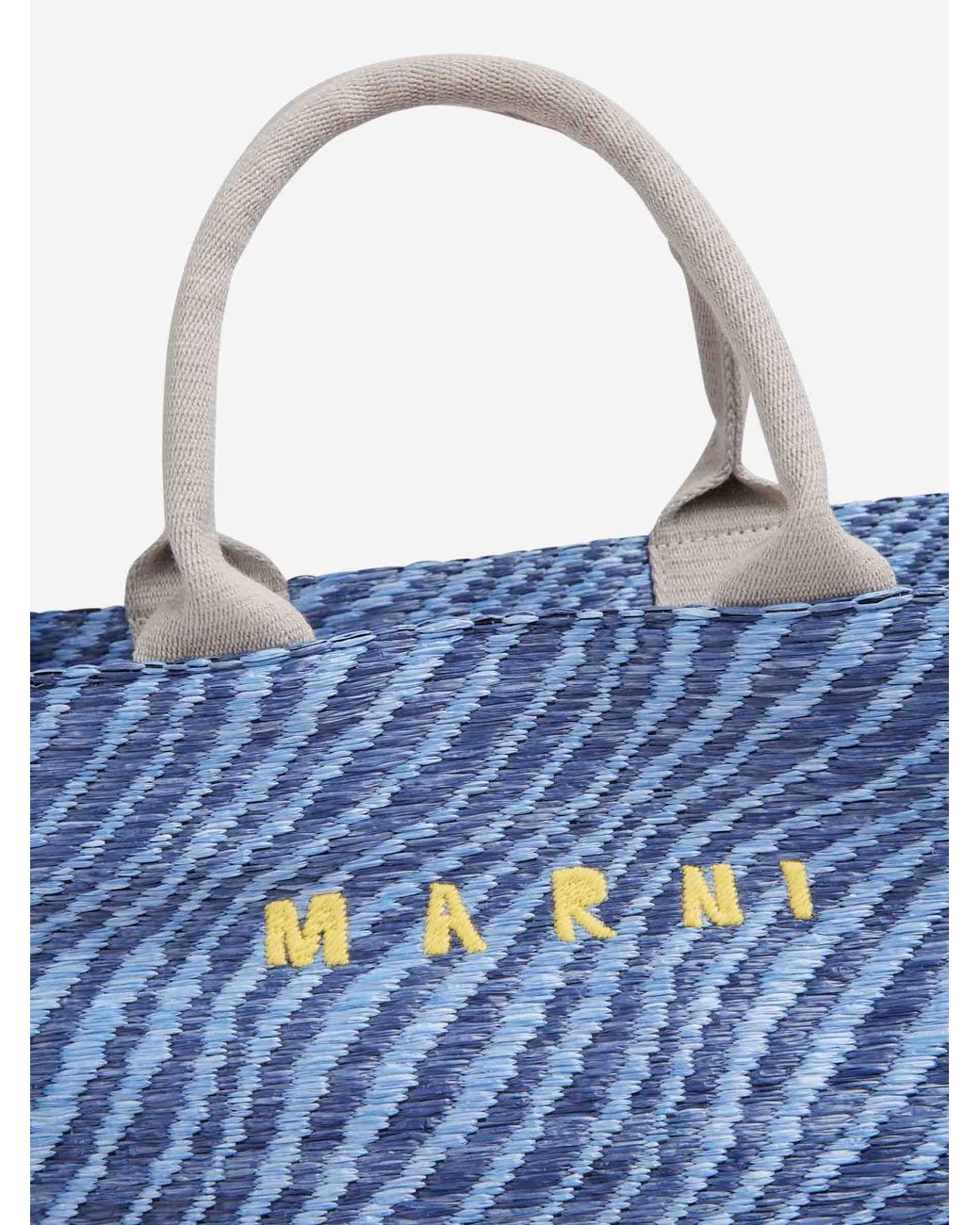 Marni Blue Raffia Tote Bag