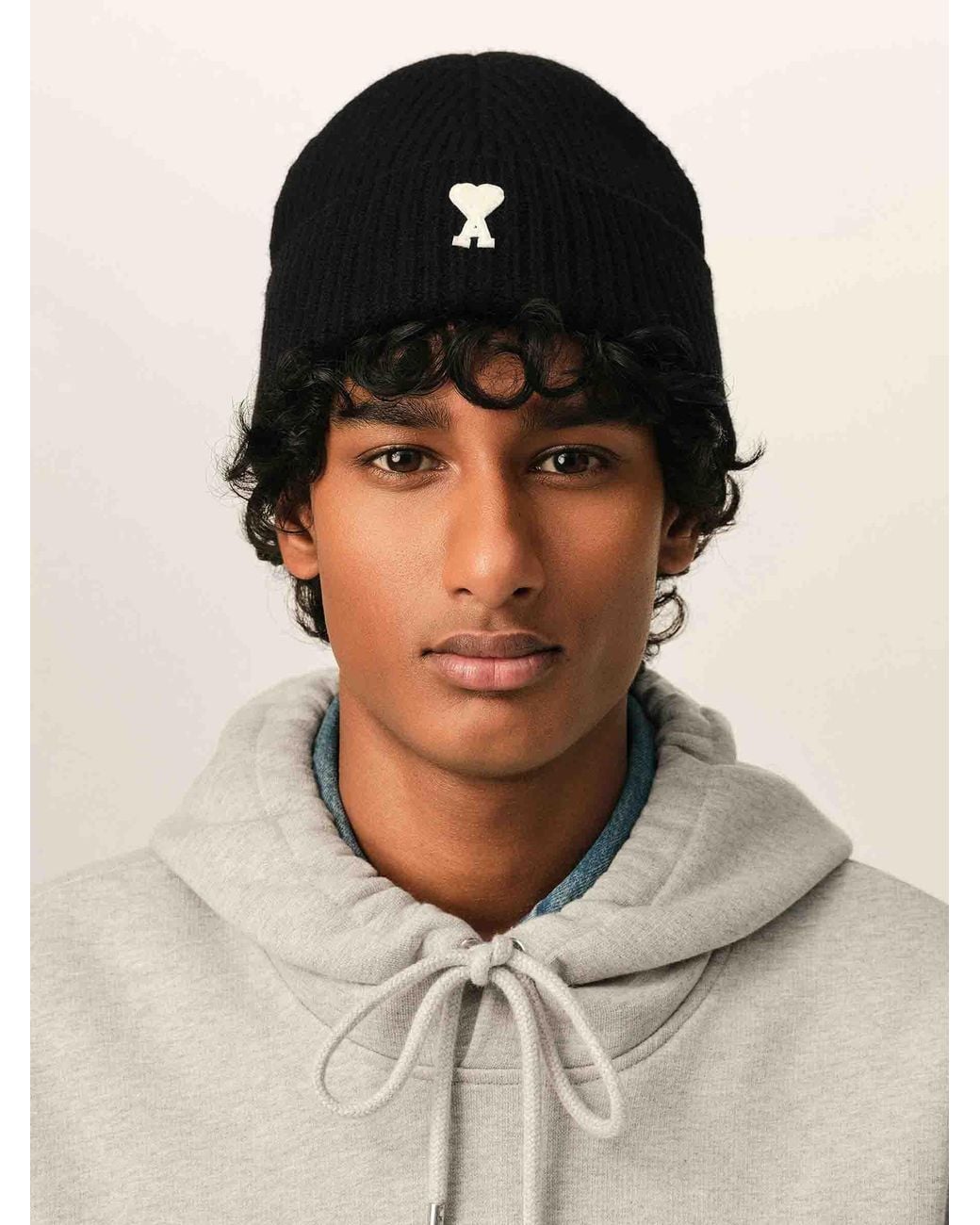 Cappello Di Lana Con Logo di AMI in Black da Uomo