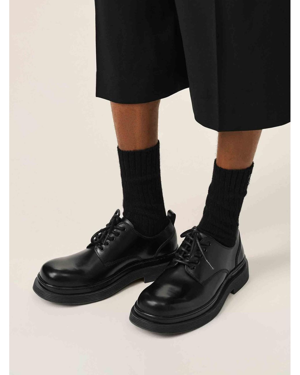 AMI Black Leather Derby Shoes for men