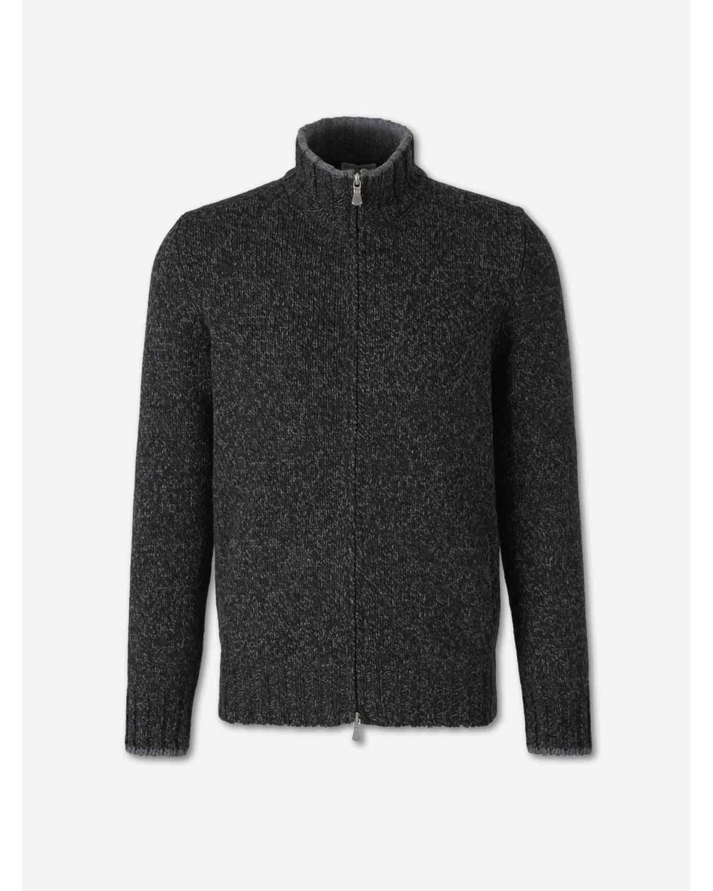 Santa Eulalia Black Wool Zip Cardigan for men