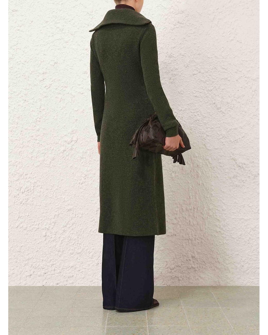 Zimmermann Green Long Zip-Up Cardigan