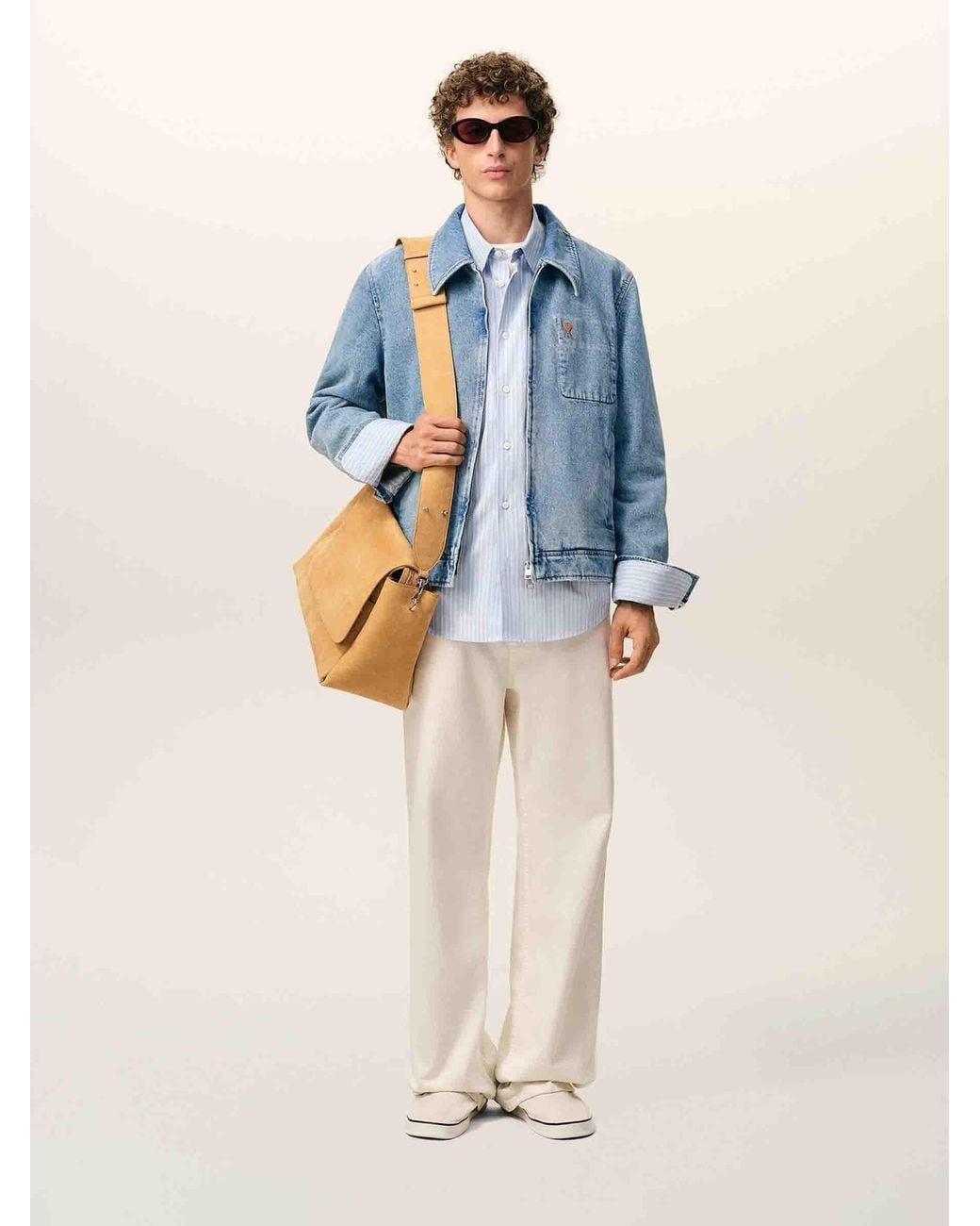 AMI Blue Casual Denim Jacket for men