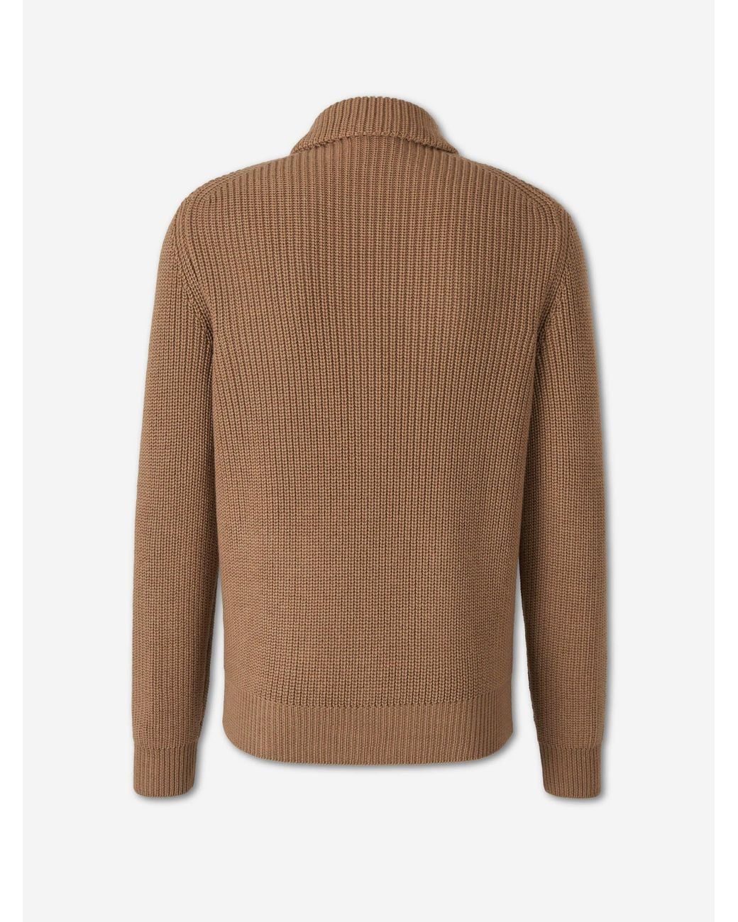 Santa Eulalia Brown Wool Cardigan With Zipper for men
