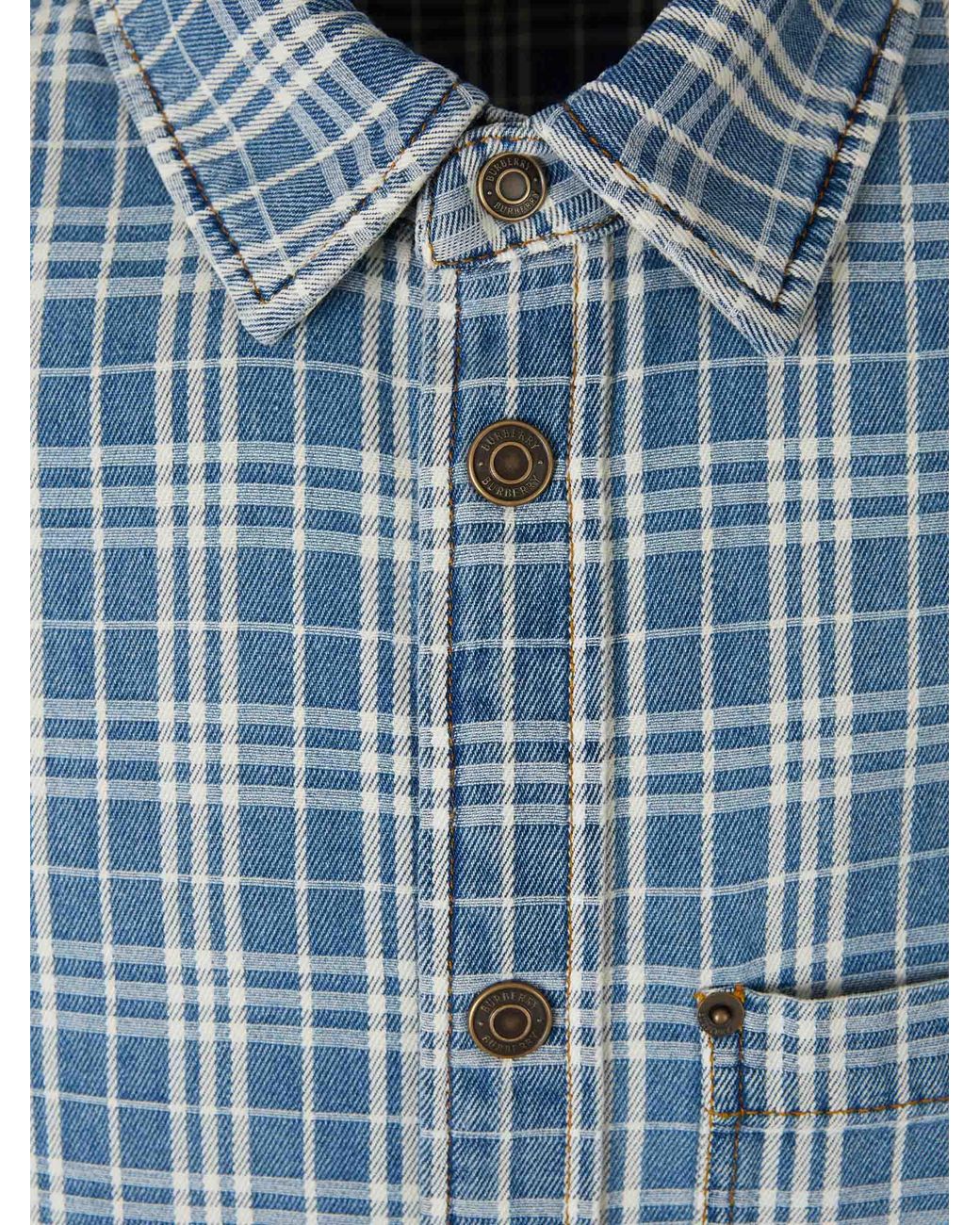 Burberry Blue Short Sleeve Plaid Shirt for men