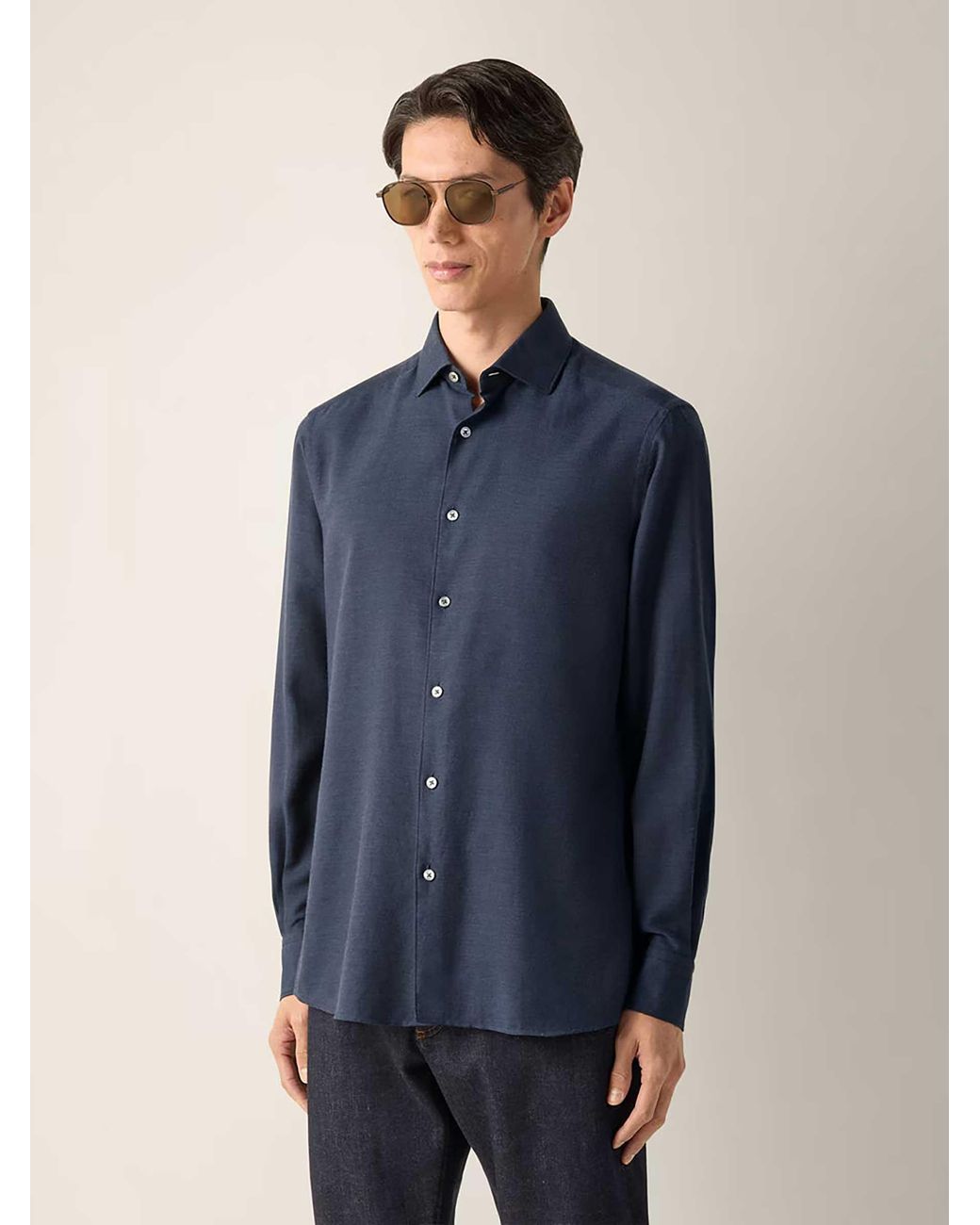 Zegna Blue Plain Dressy Shirt for men