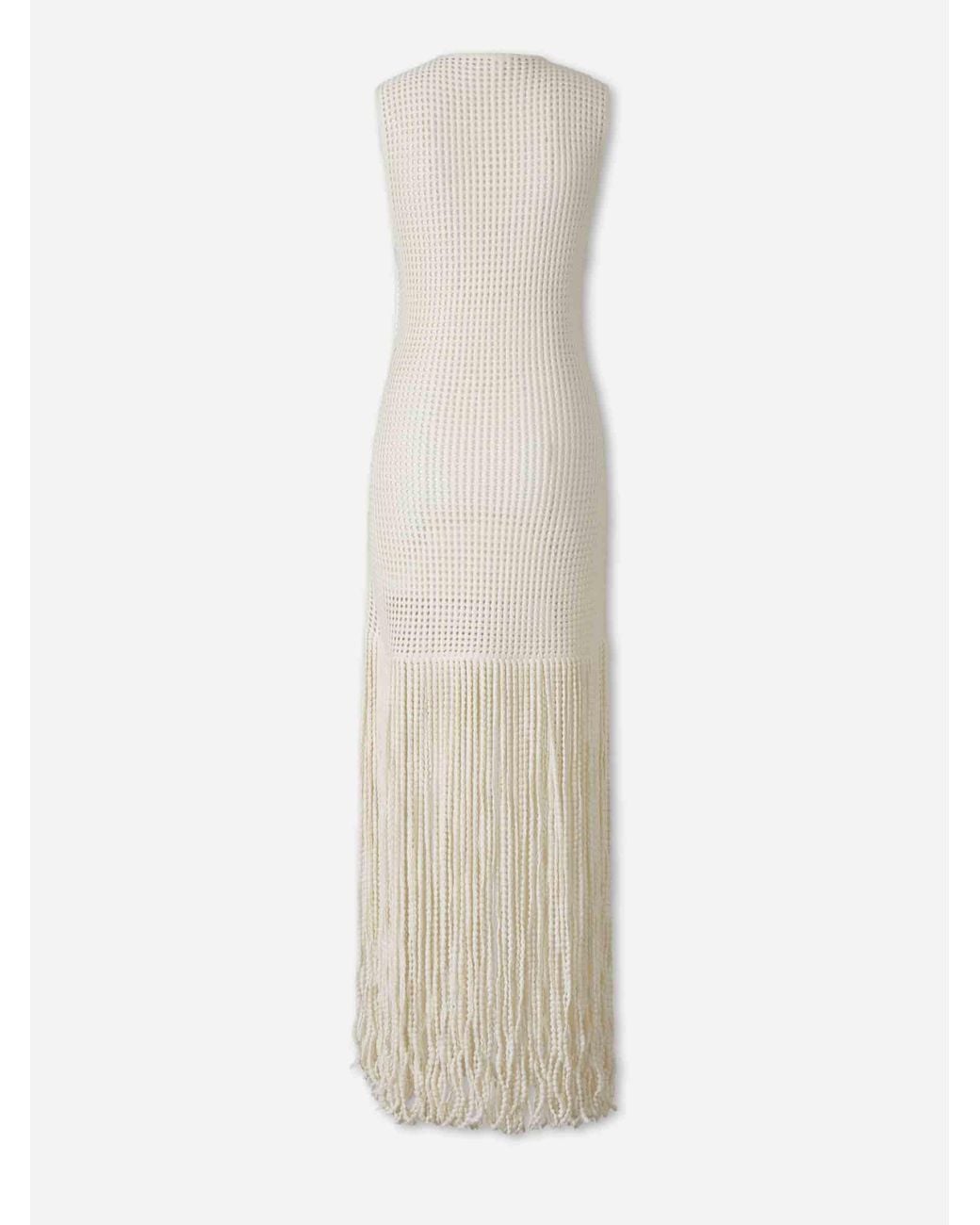 Alaïa White Fringe Knit Dress