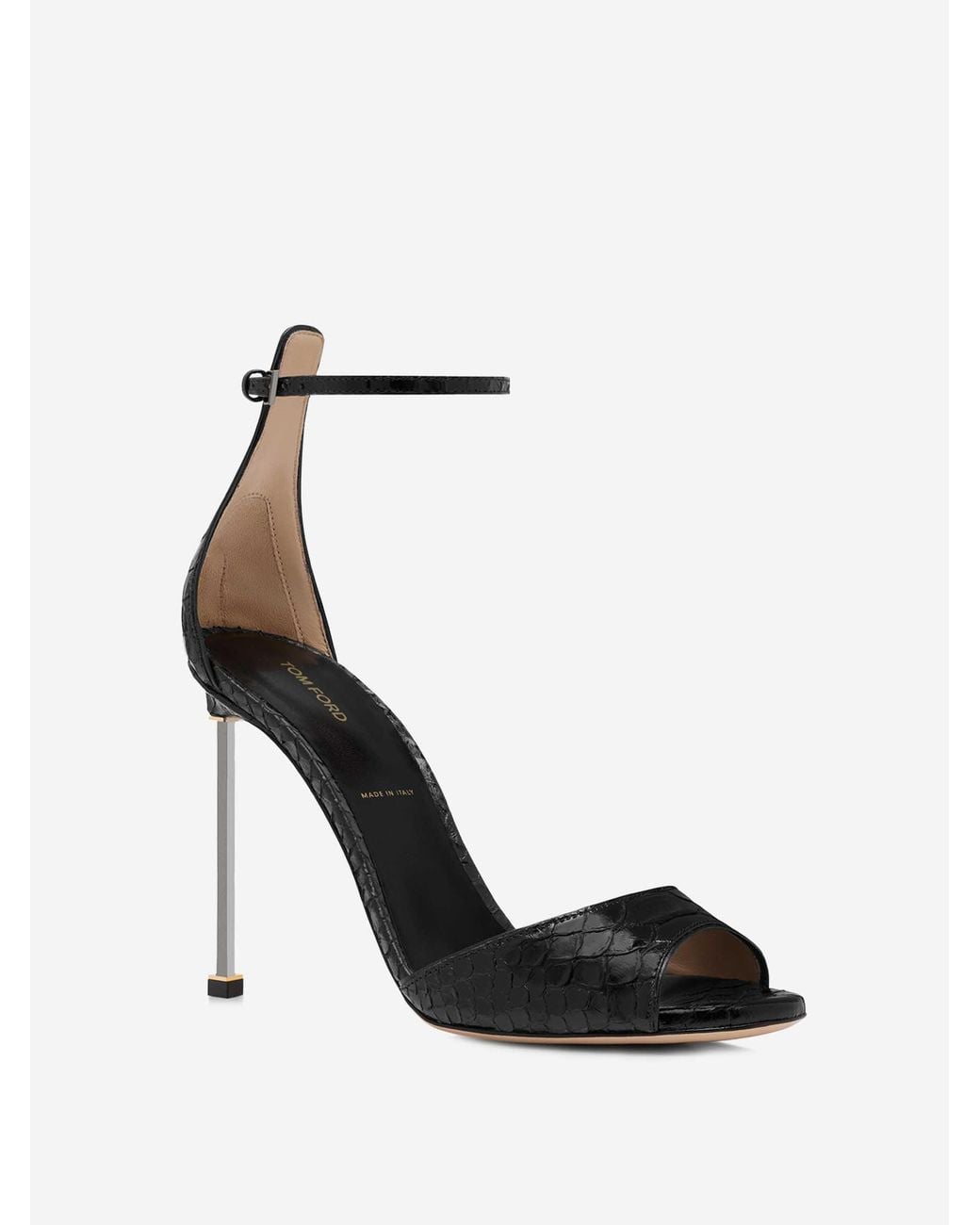 Tom Ford Black Python Heel Sandals