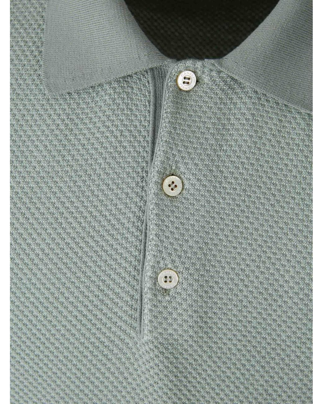 Canali Gray Short-Sleeve Polo Shirt for men