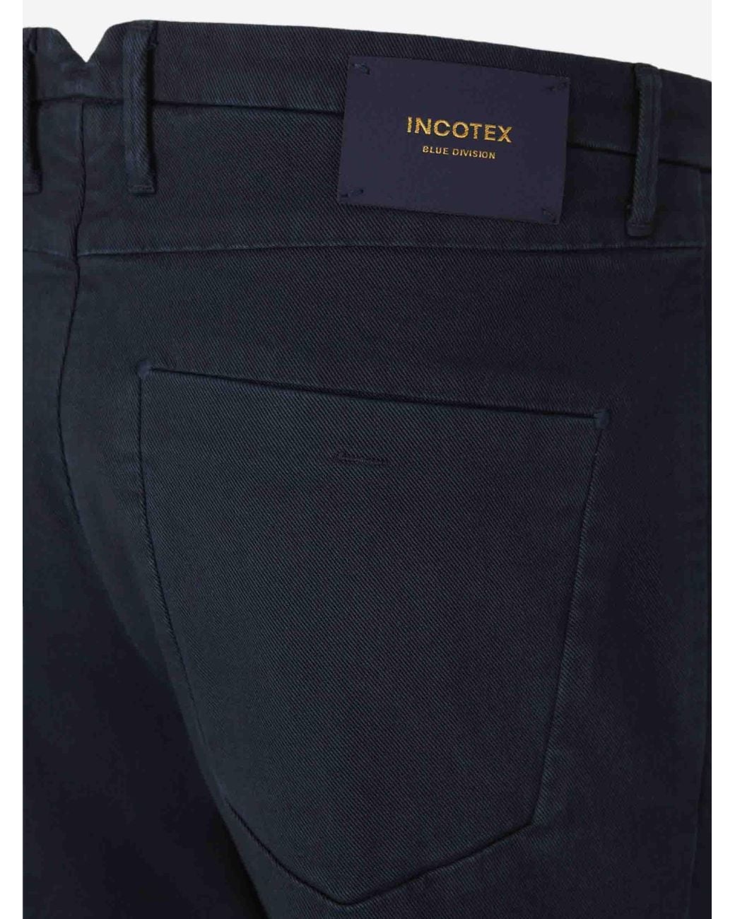 Incotex Blue Straight Twill Trousers for men