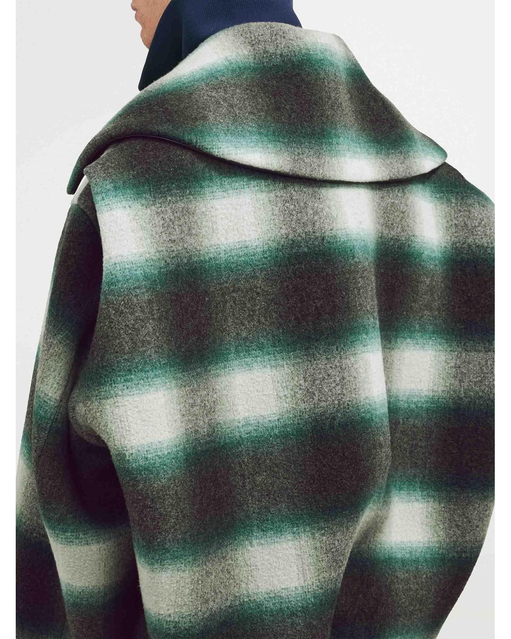 Balenciaga Green Short Plaid Coat for men