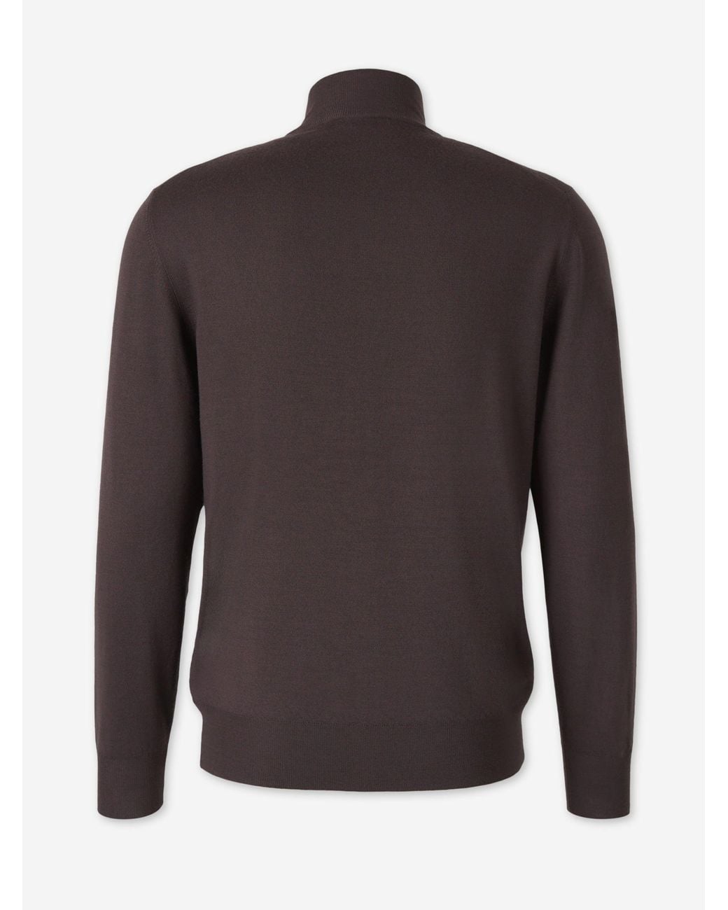 Canali Brown Wool Zip Cardigan for men