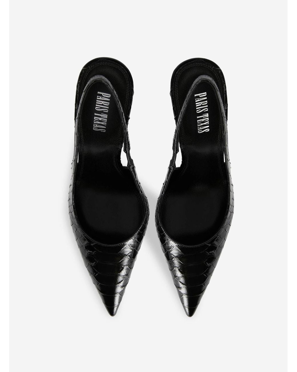 Paris Texas White Lidia Snake Effect Slingbacks
