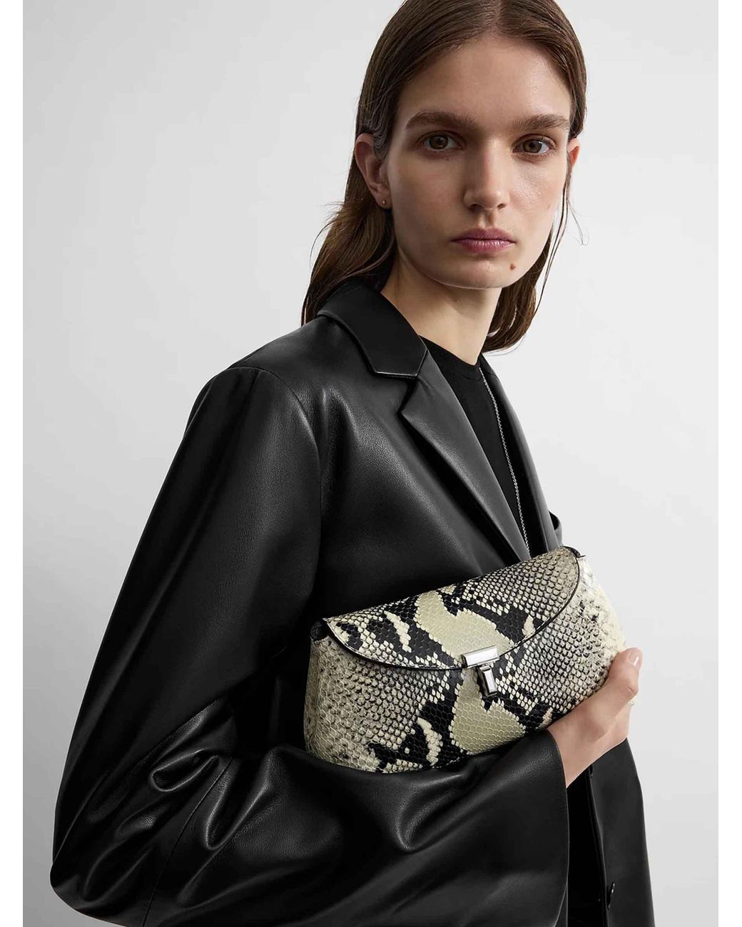 Totême White Mini T-Lock Bag