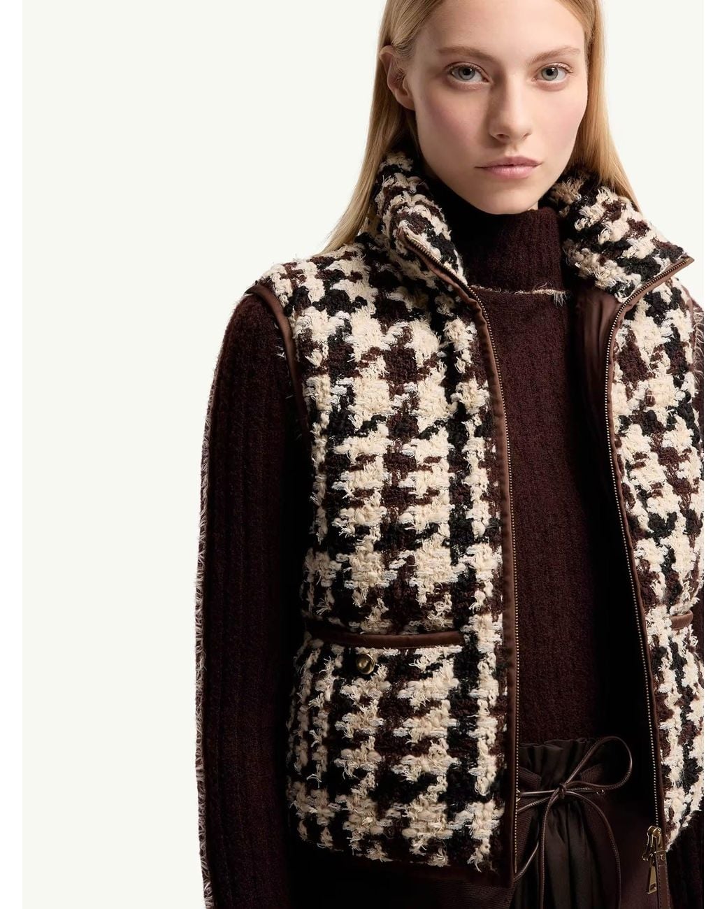 Chaleco Plumífero Tweed Moncler de color White