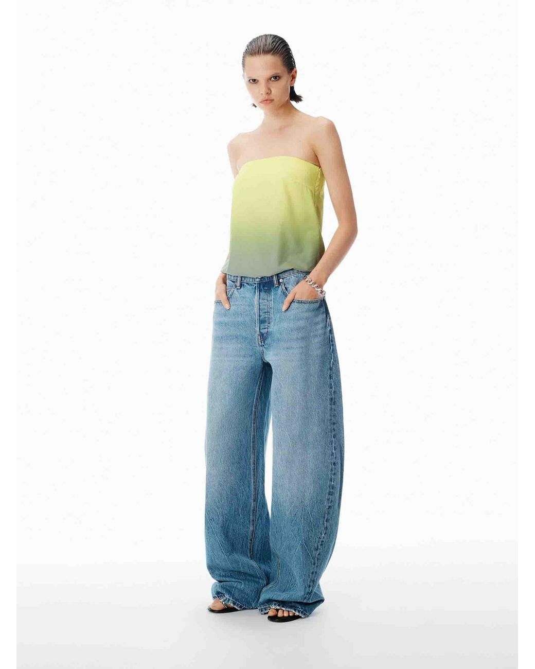 Alexander Wang Blue Jeans Barrel Logo