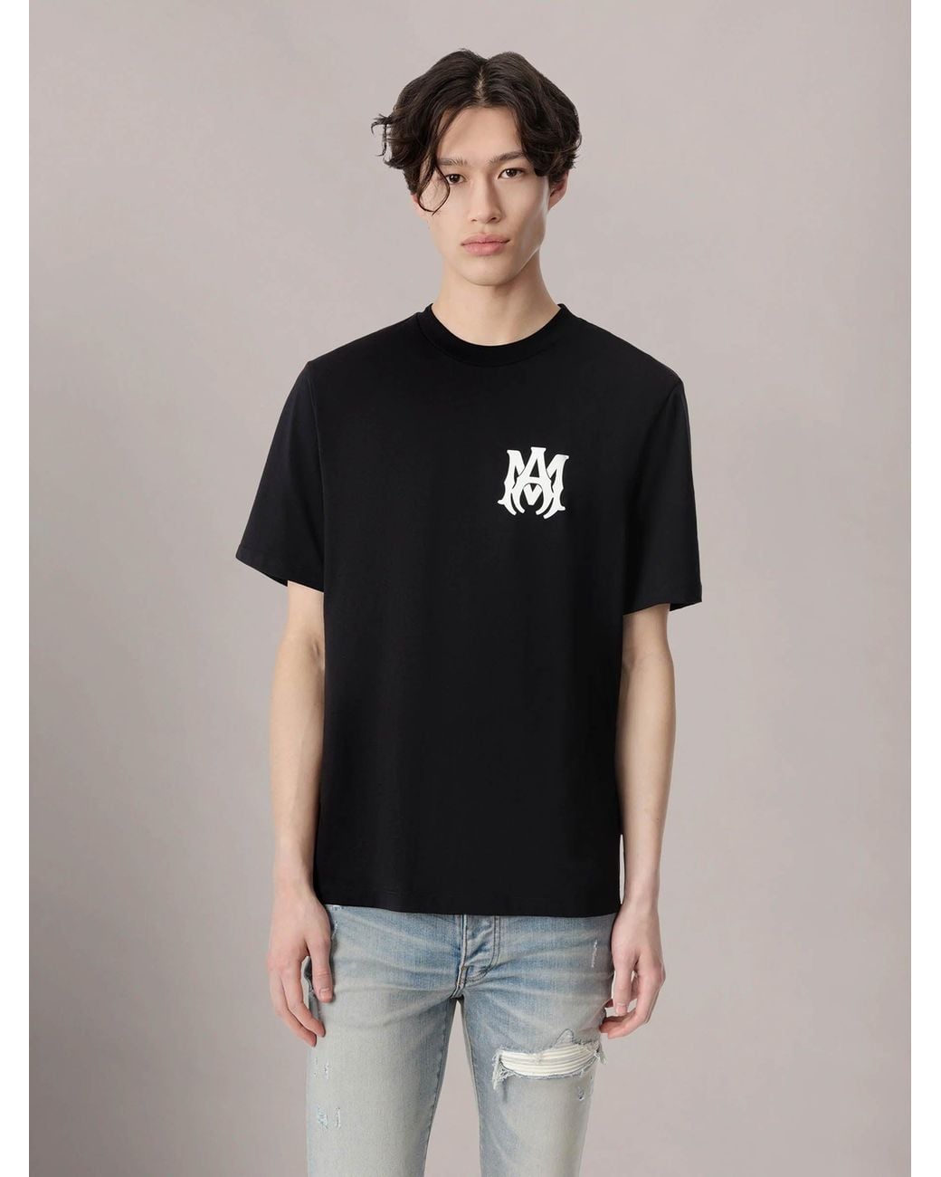 Amiri Black Short Sleeve Logo T-Shirt for men