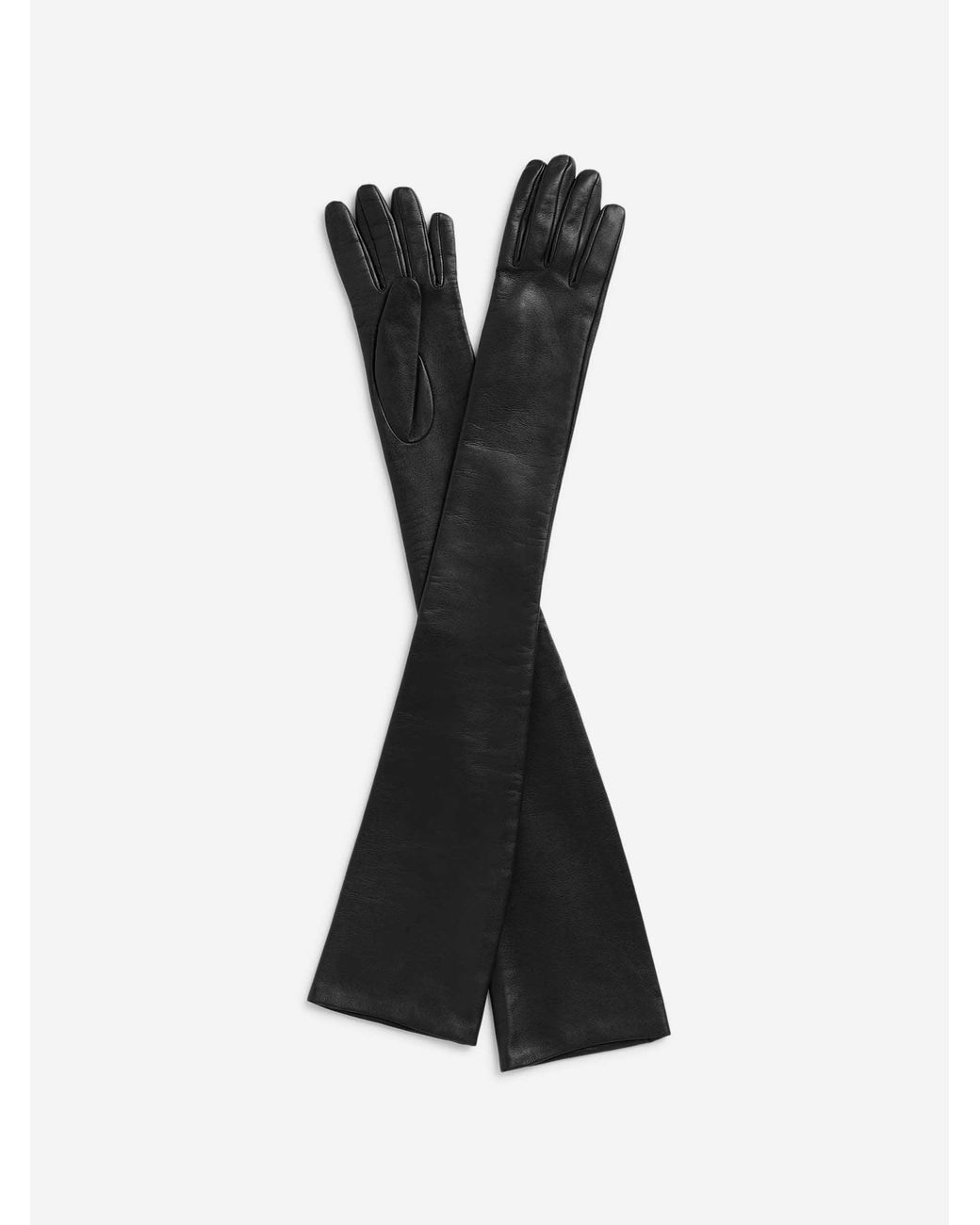 Totême Black Extra-Long Leather Gloves