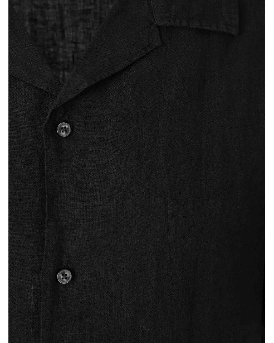 Santa Eulalia Black Short Sleeve Linen Shirt for men