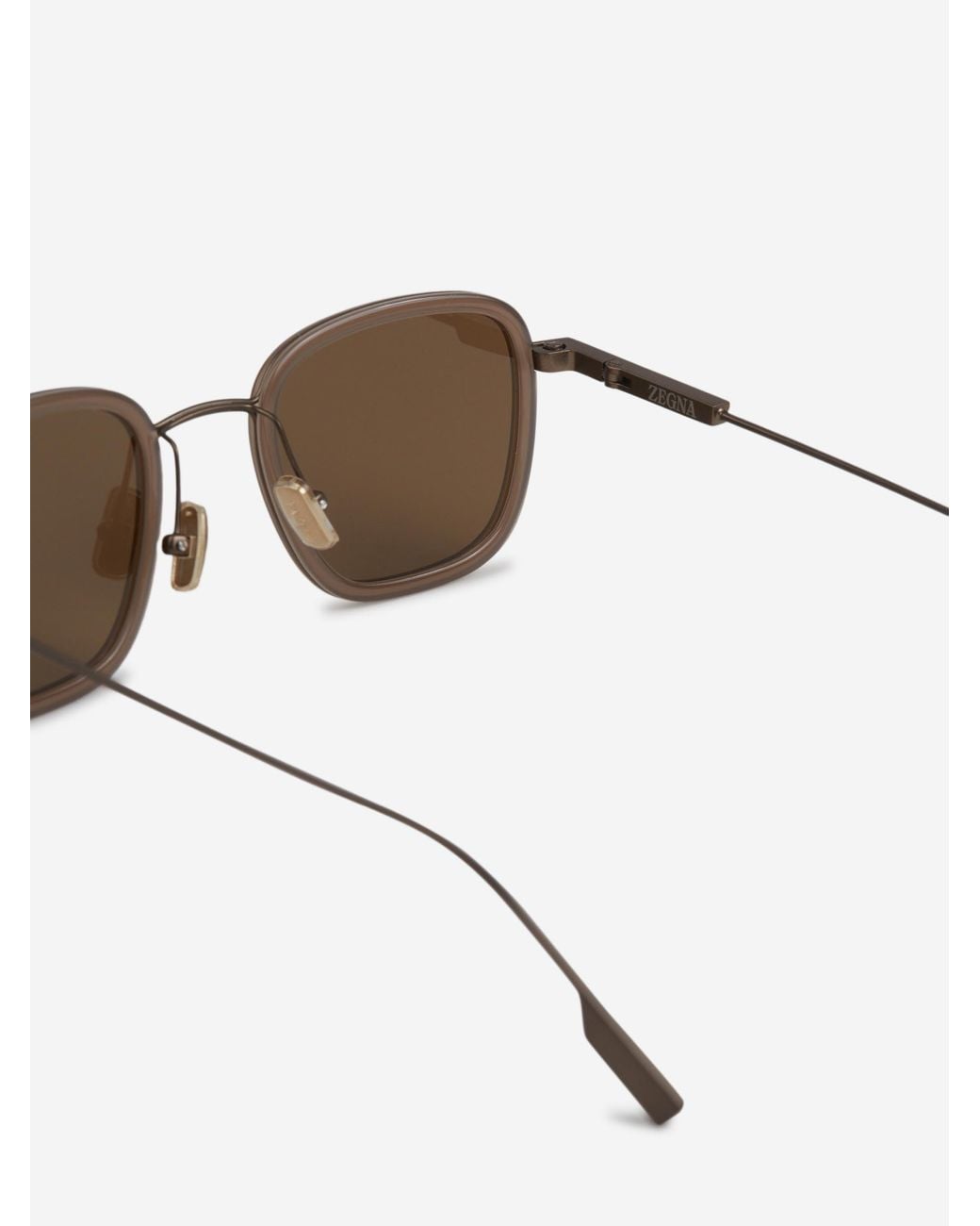 Zegna Brown Rectangular Sunglasses for men