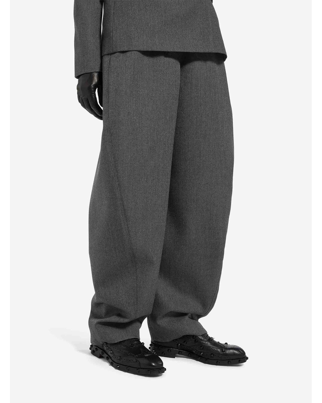 Balenciaga Gray Wool Barrel Trousers