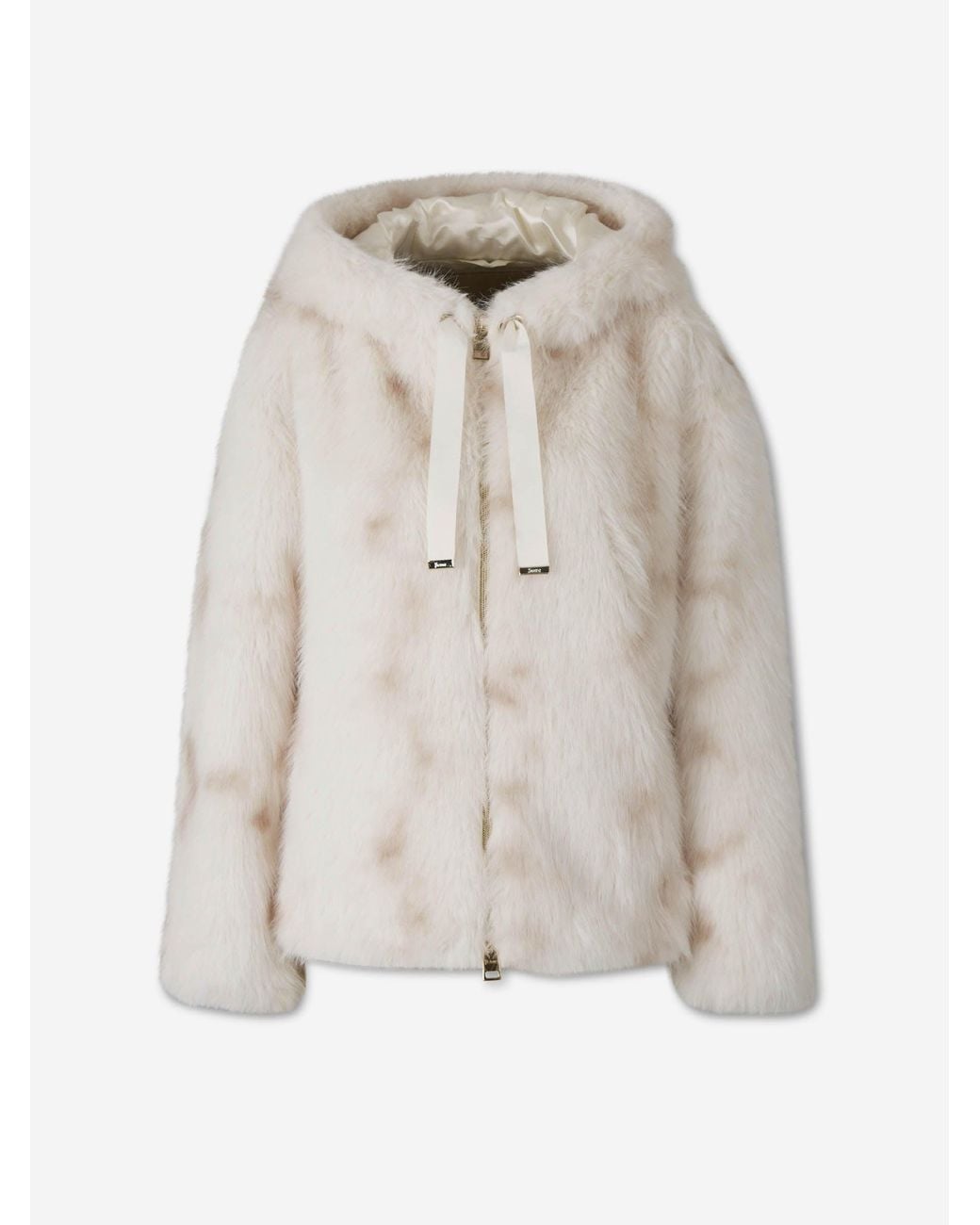 Herno White Lynx-Effect Fur Jacket