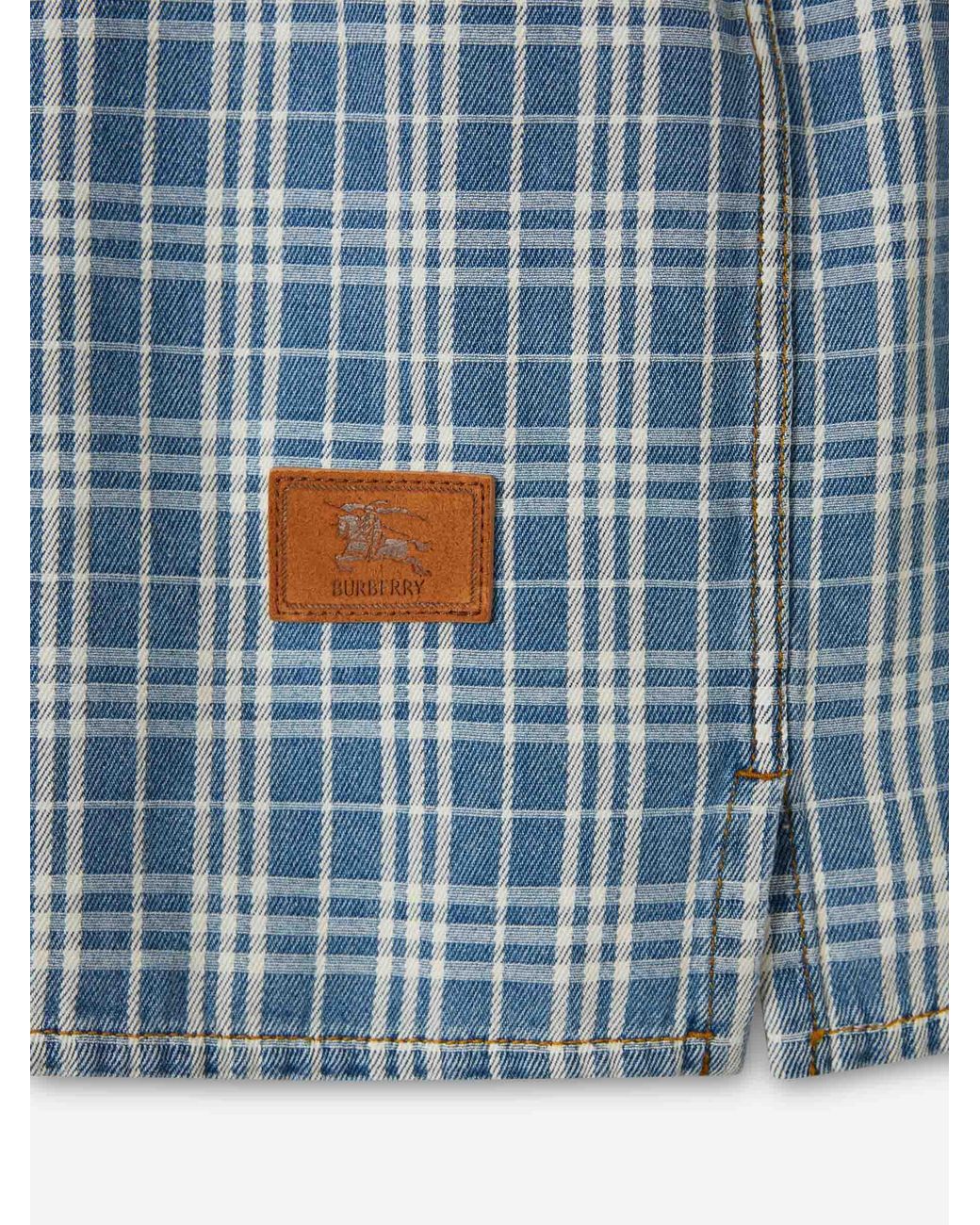 Burberry Blue Short Sleeve Plaid Shirt for men