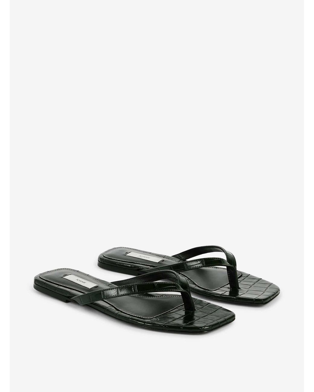 Totême White Crocodile Effect Sandals