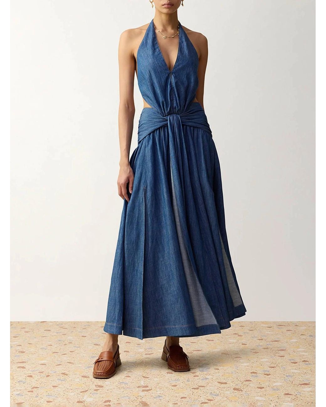 Zimmermann Blue Draped Denim Dress