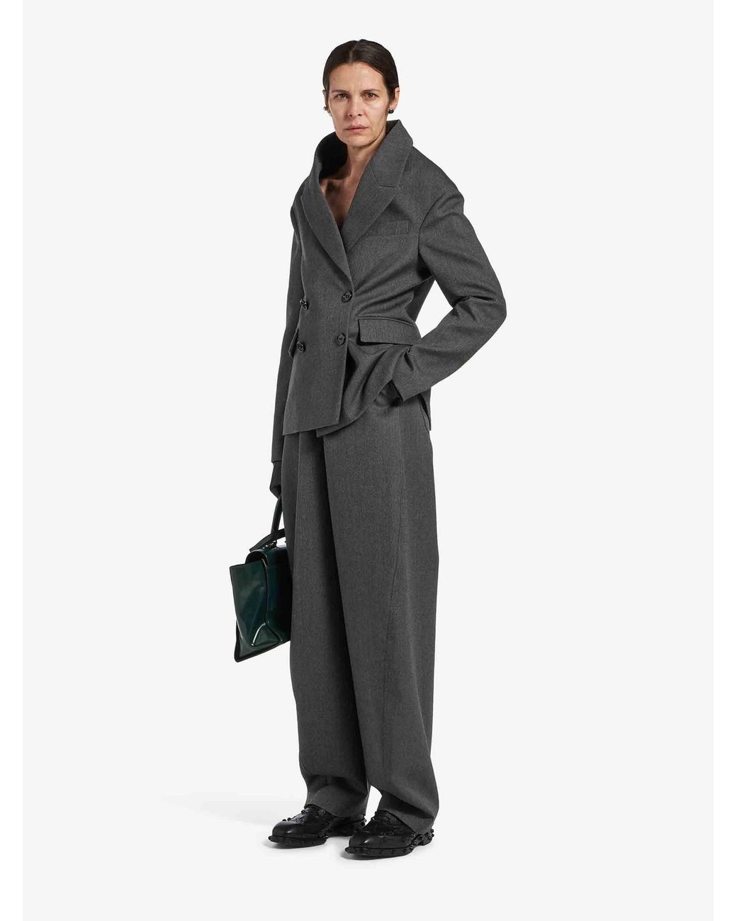 Balenciaga Gray Wool Barrel Trousers