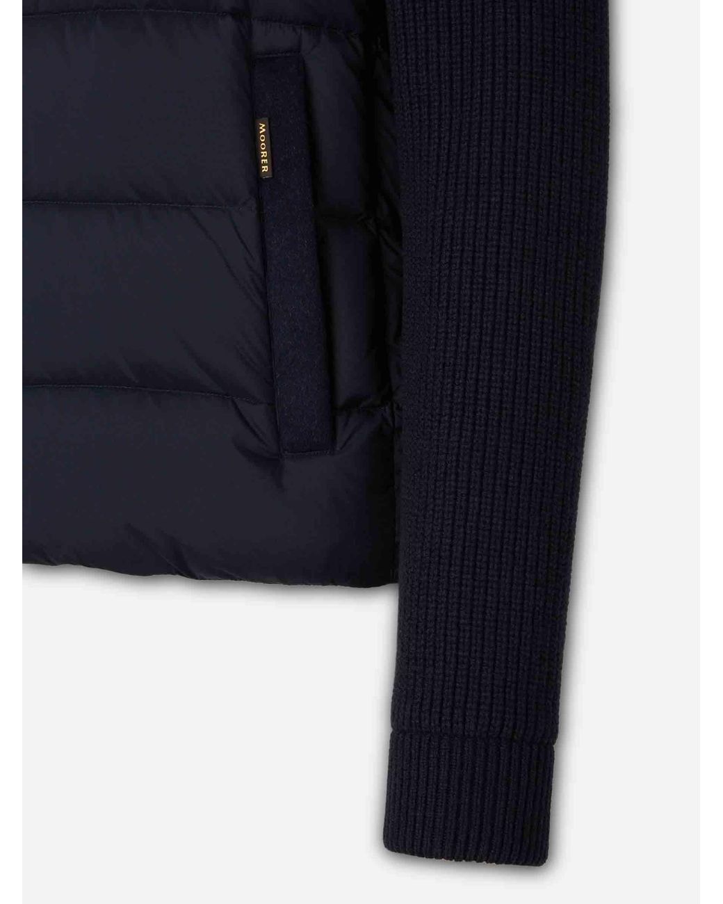 Moorer Blue Down Jacket With Knit Sleeves for men