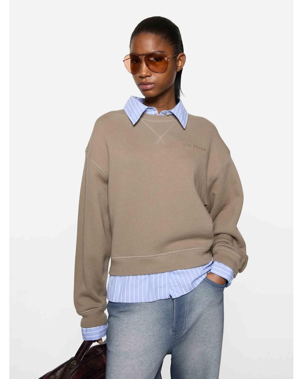 Acne White Logo Layered Sweatshirt