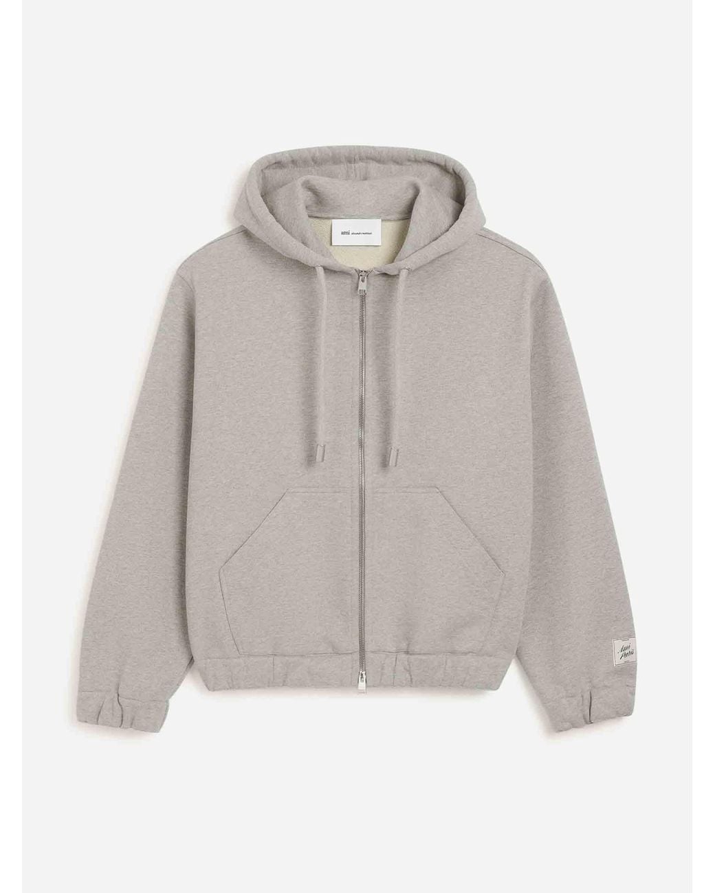 AMI Gray Zip-Up Hoodie for men