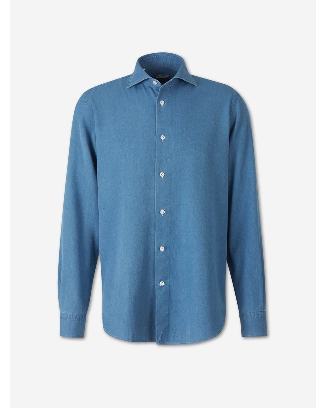 Vincenzo Di Ruggiero Blue Denim Effect Cotton Shirt for men