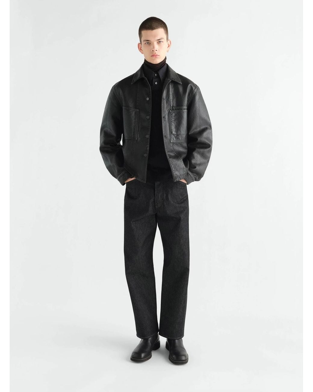Lemaire Black Coated Denim Undershirt for men