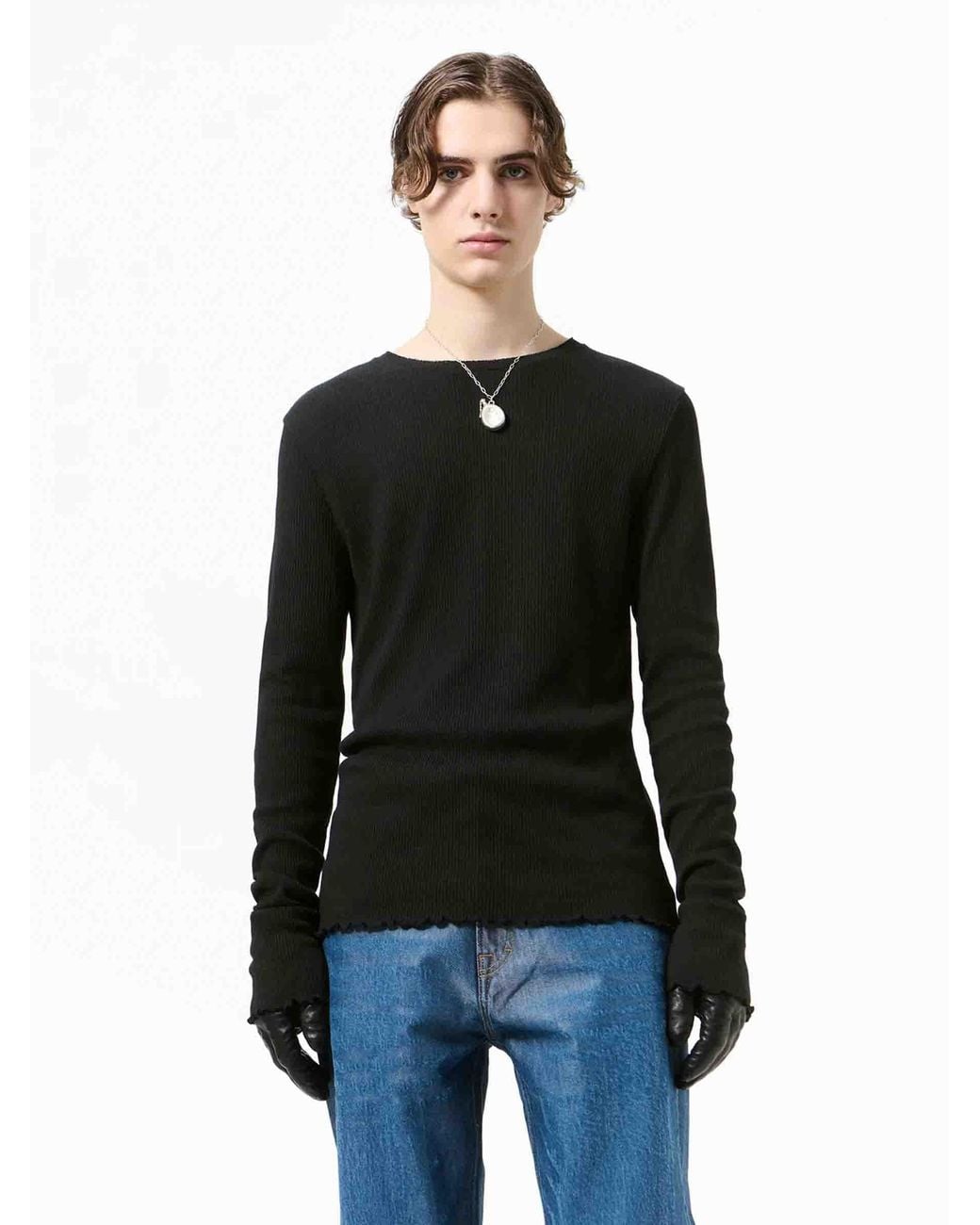 Our Legacy Black Long Sleeve Knit T-Shirt for men