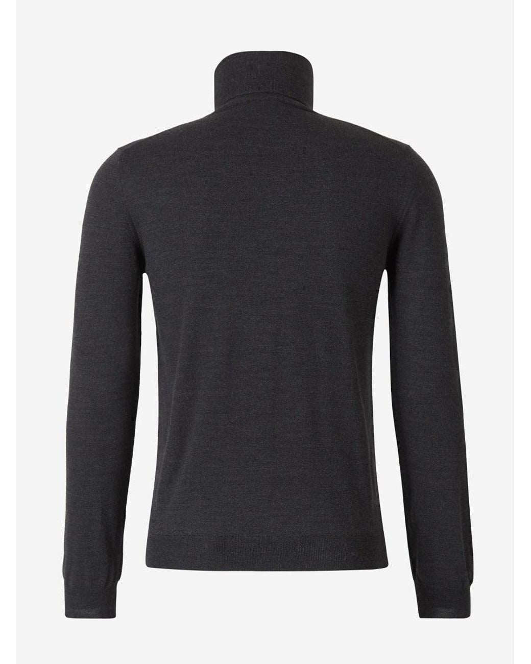 Zanone Black Wool Turtleneck Sweater for men