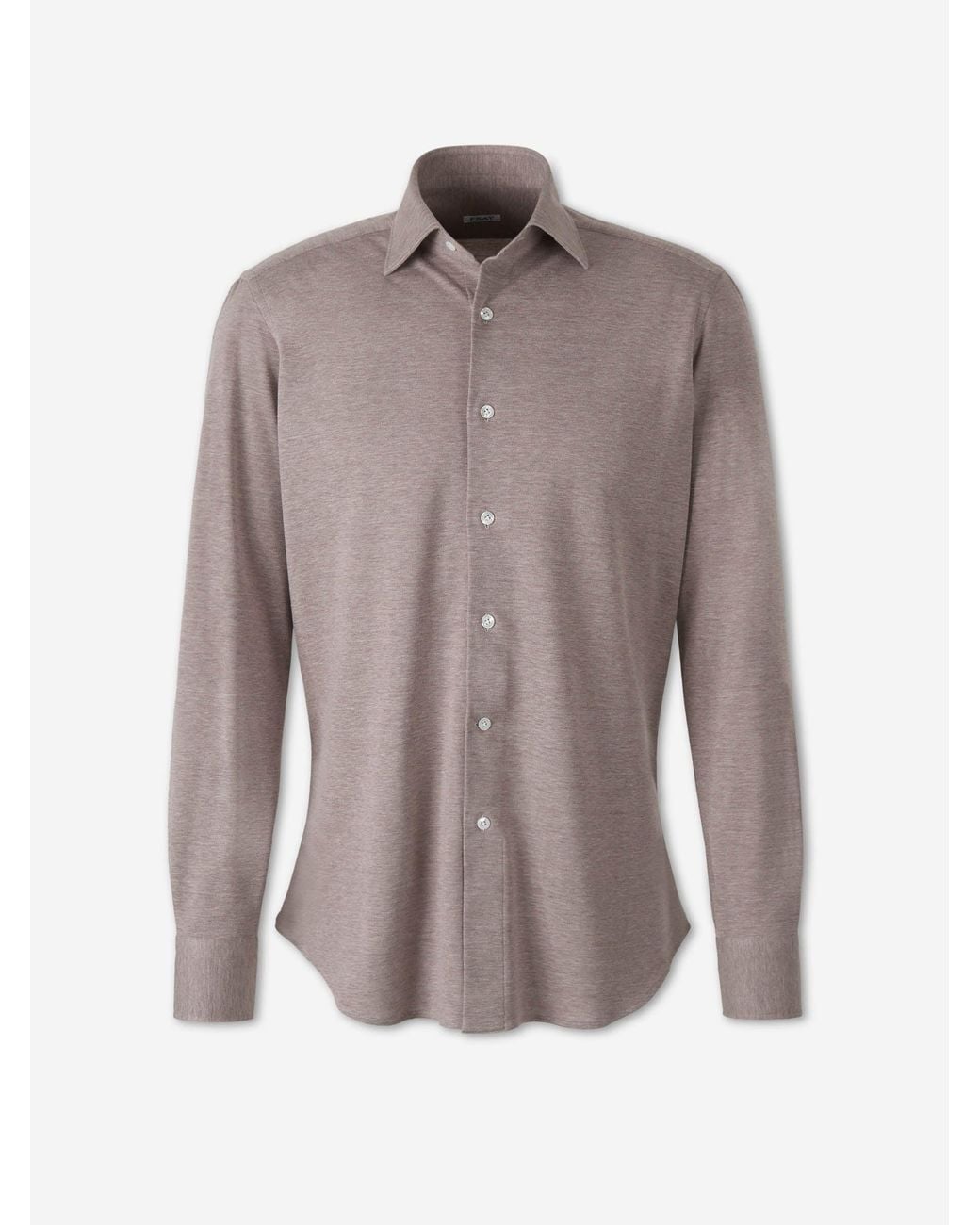 Fray Brown Plain Cotton Cashmere Shirt for men