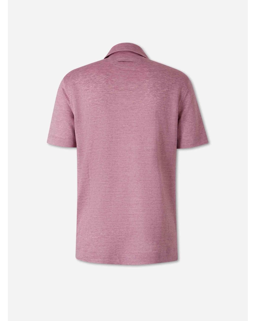 Zegna Pink Plain Linen Polo Shirt for men