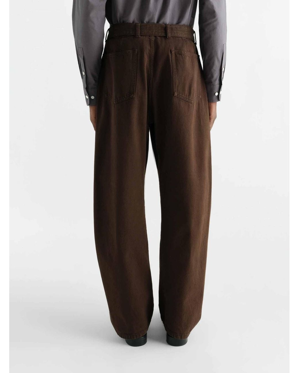 Lemaire Brown Wide Leg Trousers Belt for men