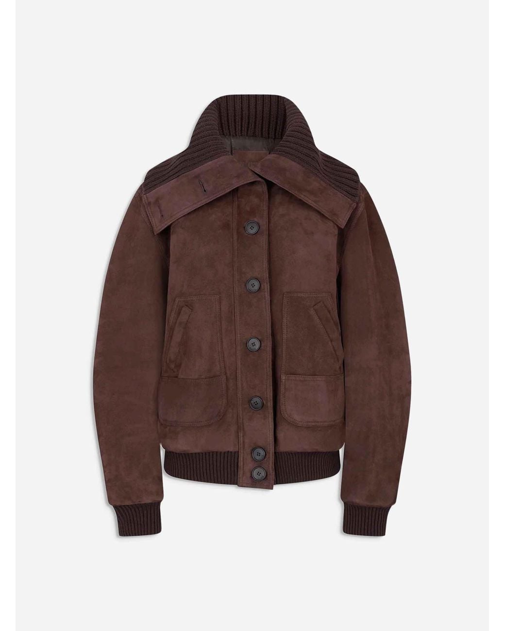 The Attico Brown Leather Bomber Jacket