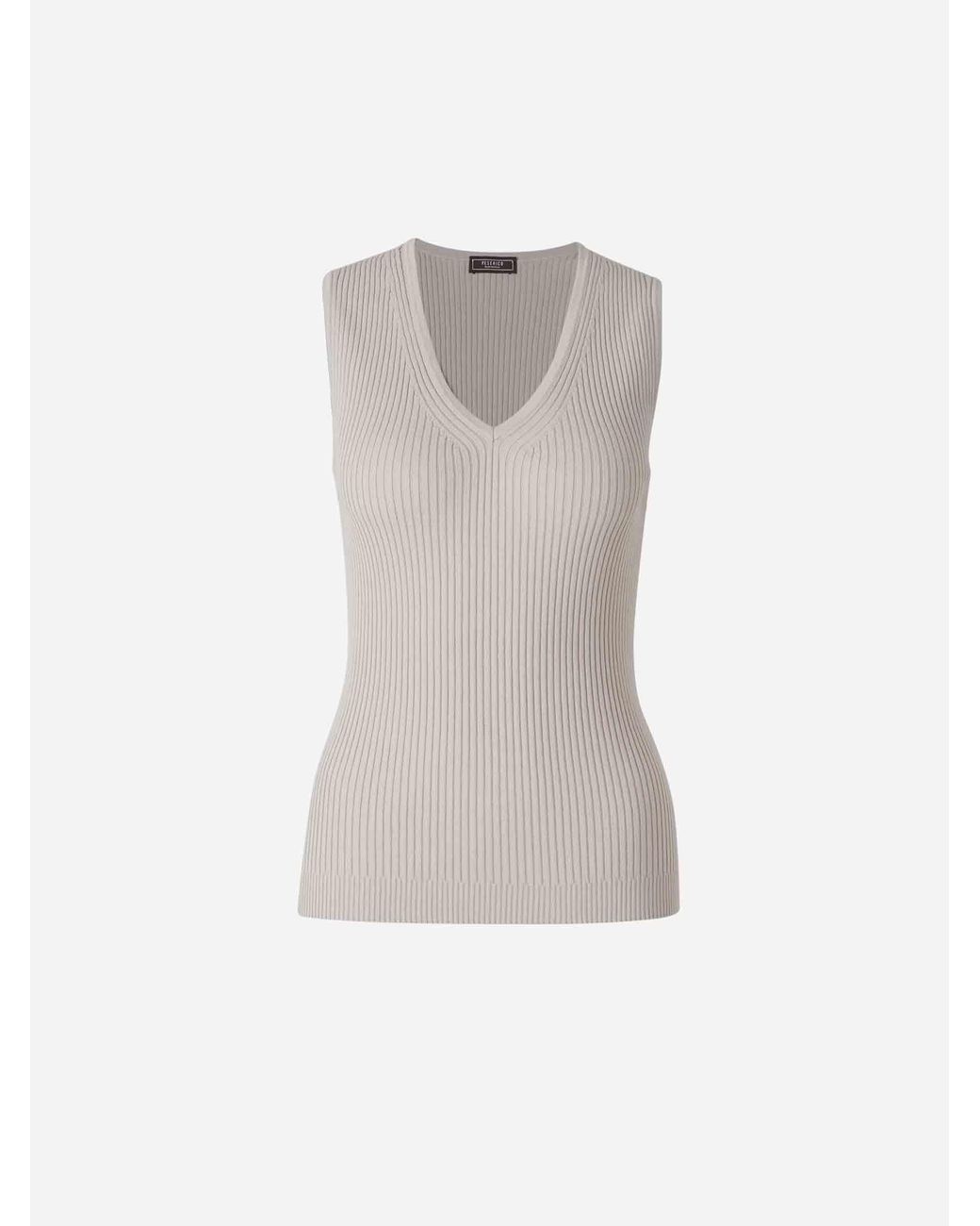 Peserico White Ribbed Top