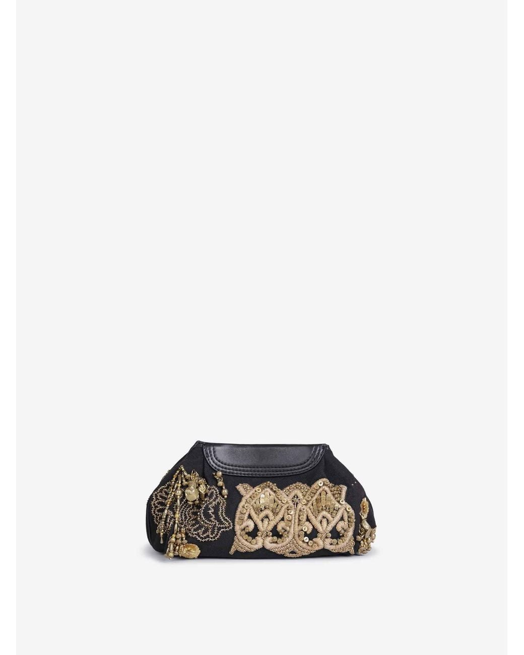 Dries Van Noten Black Clutch Bag With Metallic Appliqués
